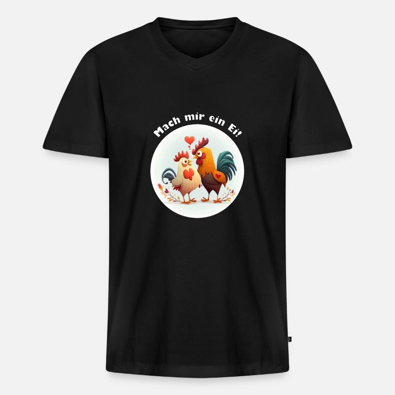 Mach mir ein Ei - Männer Premium Bio T-Shirt mit V-Ausschnitt - Schwarz