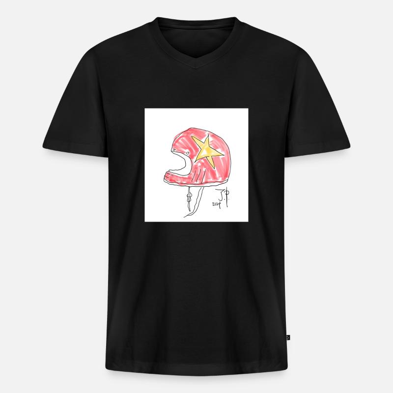 Helmet - Männer Premium Bio T-Shirt mit V-Ausschnitt - Schwarz