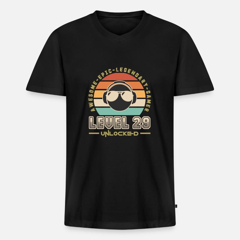 Stufe 29 - Männer Premium Bio T-Shirt mit V-Ausschnitt - Schwarz