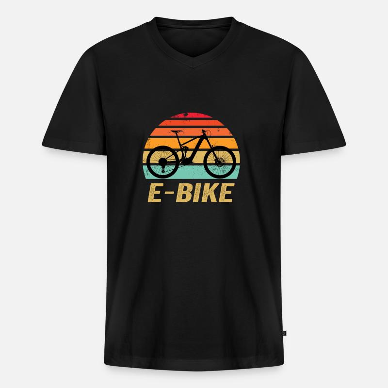 E-Bike MTB E-MTB - Männer Premium Bio T-Shirt mit V-Ausschnitt - Schwarz