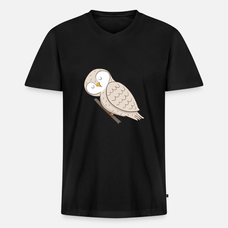 Eule - Männer Premium Bio T-Shirt mit V-Ausschnitt - Schwarz