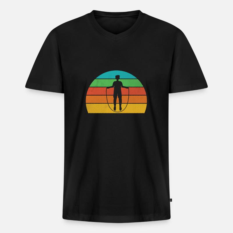 Retro Design für Seilpullover Männer - Männer Premium Bio T-Shirt mit V-Ausschnitt - Schwarz