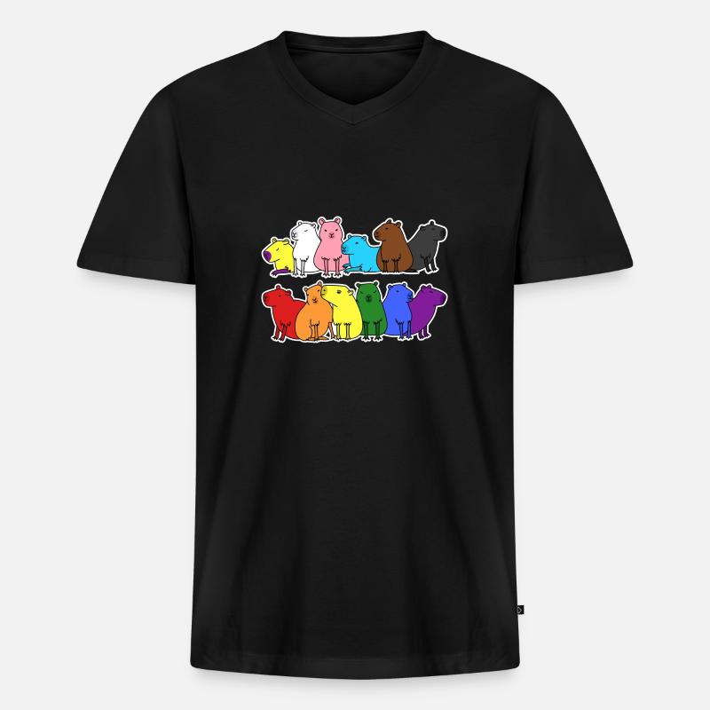 Fierté Progrès Flag Capybara Egalité - T-shirt encolure en V Premium bio Homme - noir