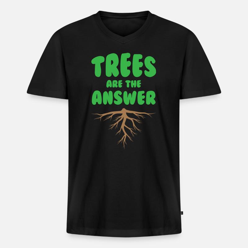 Trees Are The Answer - Männer Premium Bio T-Shirt mit V-Ausschnitt - Schwarz