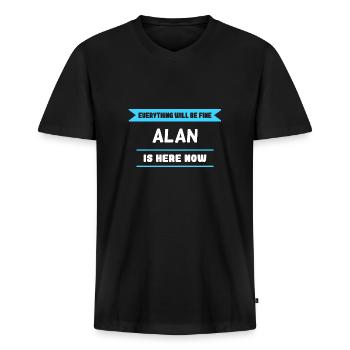 Alan Name Saying für stolze Alans - Männer Premium Bio T-Shirt mit V-Ausschnitt - Schwarz - Vorne - Nico (187cm)