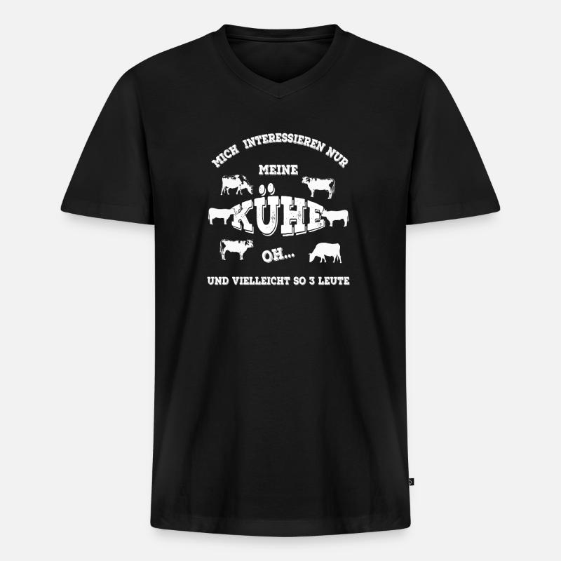 Kühe - Männer Premium Bio T-Shirt mit V-Ausschnitt - Schwarz