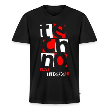 Techno - Techno music - techno ist liebe ( weiß ) - Männer Premium Bio T-Shirt mit V-Ausschnitt - Schwarz - Vorne - Nico (187cm)