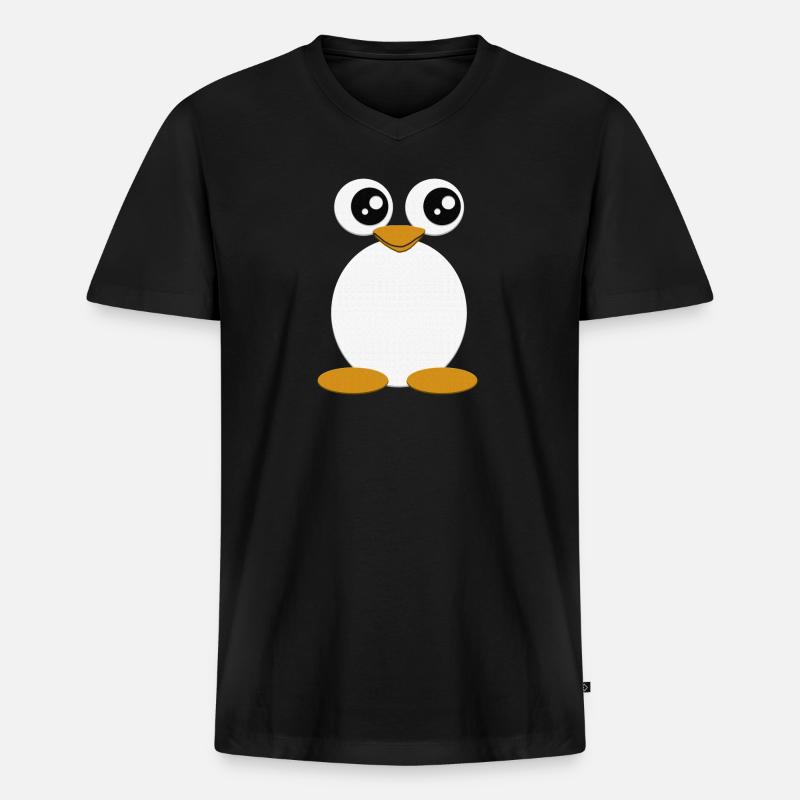 Pinguin - Männer Premium Bio T-Shirt mit V-Ausschnitt - Schwarz