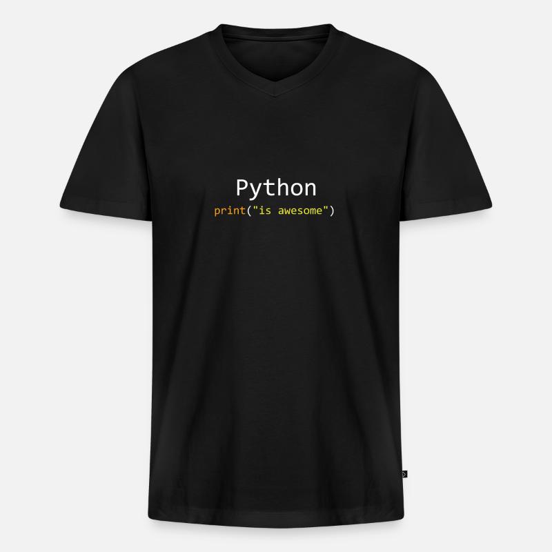 Python ist großartig - Männer Premium Bio T-Shirt mit V-Ausschnitt - Schwarz