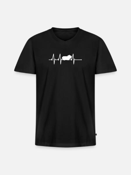 Guinea Pig Heartbeat Guinea Pig Lover Gift - Men's Premium Organic T-shirt with V-neck - black