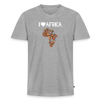 I Love Africa - Men's Premium Organic T-shirt with V-neck - heather grey - Front