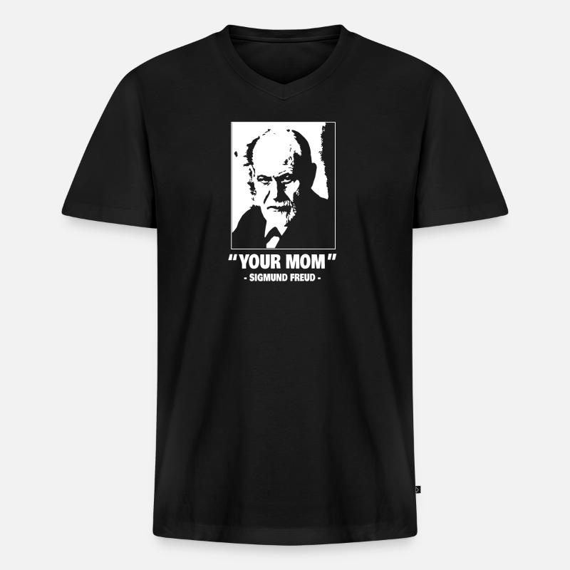 Sigmund Freud Deine Mutter Zitat Witz Geschenk - Männer Premium Bio T-Shirt mit V-Ausschnitt - Schwarz