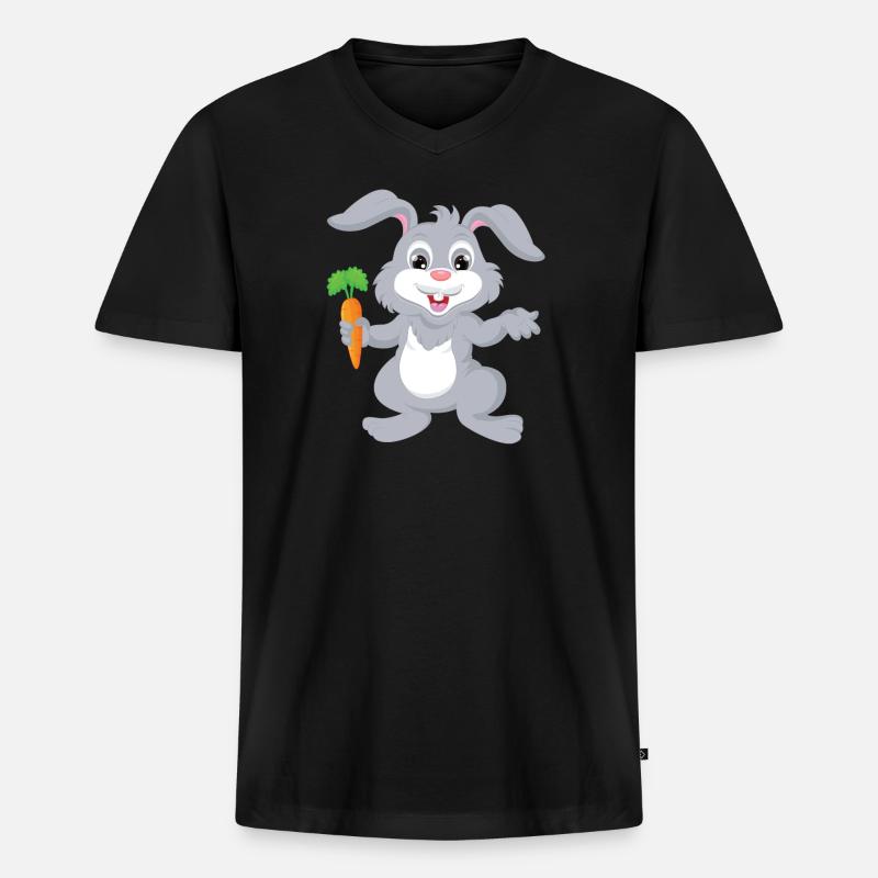 Hase - Rabbit - Design - Männer Premium Bio T-Shirt mit V-Ausschnitt - Schwarz