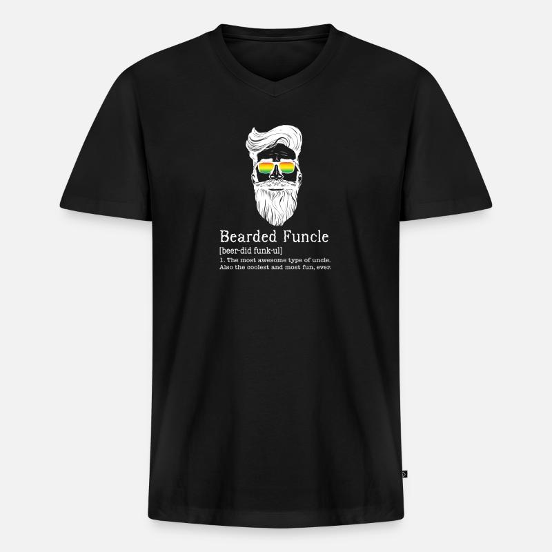 Bearded Funcle - Männer Premium Bio T-Shirt mit V-Ausschnitt - Schwarz