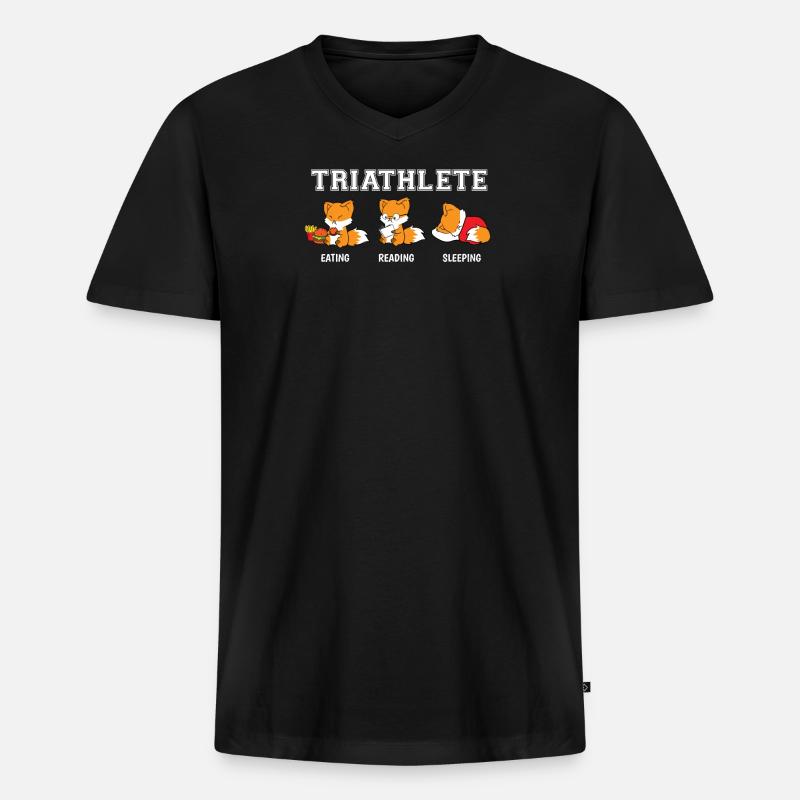 Essen Lesen Schlafen Repeat Fuchs Buch Geschenk - Männer Premium Bio T-Shirt mit V-Ausschnitt - Schwarz