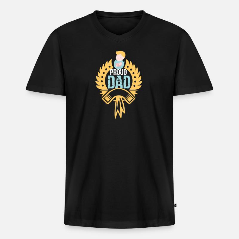 Stolzer Papa - Männer Premium Bio T-Shirt mit V-Ausschnitt - Schwarz