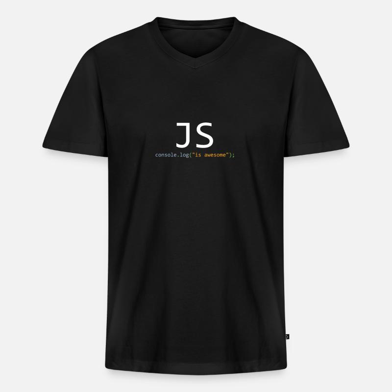 JavaScript is awesome - T-shirt encolure en V Premium bio Homme - noir
