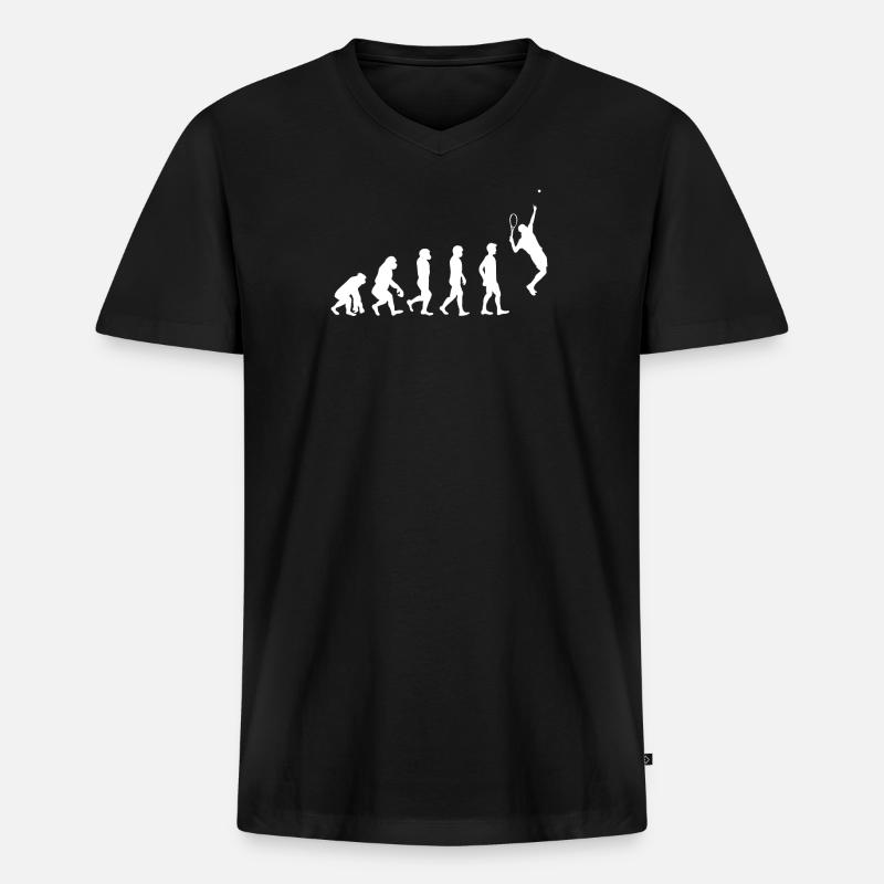 TENNIS Evolution - Männer Premium Bio T-Shirt mit V-Ausschnitt - Schwarz