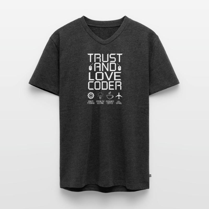 Coder Programmierer Kaffee Entwickler Geschenk Männer Premium Bio T-Shirt mit V-Ausschnitt