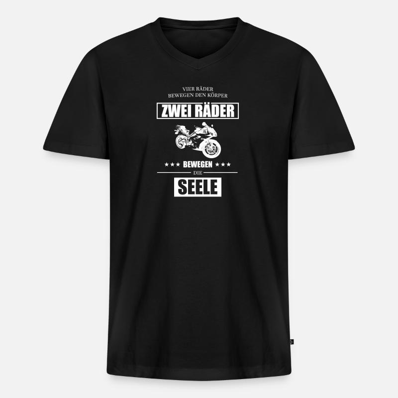 Motorrad Leidenschaft - Männer Premium Bio T-Shirt mit V-Ausschnitt - Schwarz