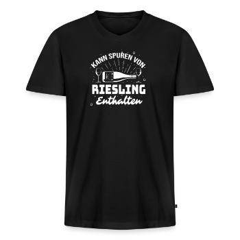 Wein Weintrinker Riesling Winzer Geschenk - Männer Premium Bio T-Shirt mit V-Ausschnitt - Schwarz - Vorne - Nico (187cm)
