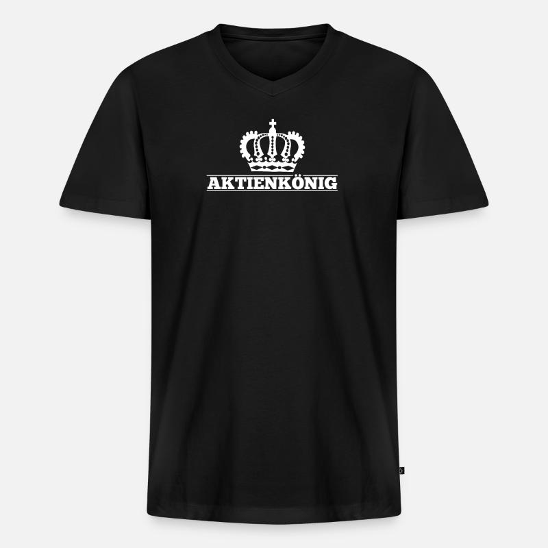 aktien - Männer Premium Bio T-Shirt mit V-Ausschnitt - Schwarz