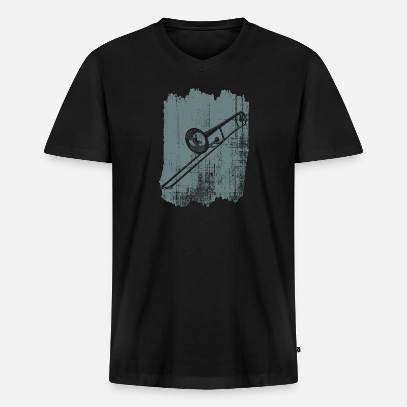 posaune instrument - Männer Premium Bio T-Shirt mit V-Ausschnitt - Schwarz