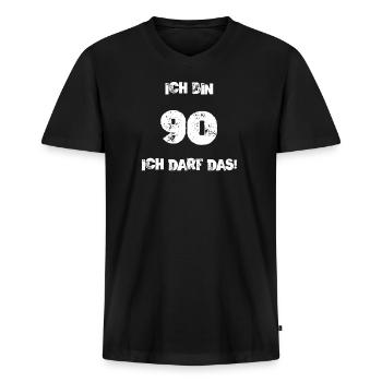 Ich Bin 90 Ich Darf Das! Geburtstag Neunzig 90. - Männer Premium Bio T-Shirt mit V-Ausschnitt - Schwarz - Vorne - Nico (187cm)