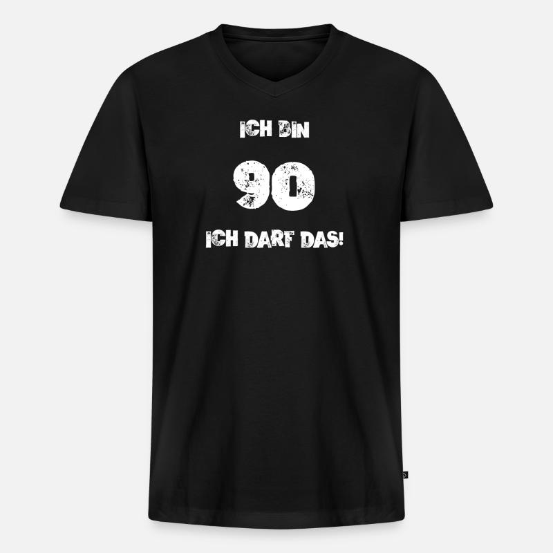 Ich Bin 90 Ich Darf Das! Geburtstag Neunzig 90. - Männer Premium Bio T-Shirt mit V-Ausschnitt - Schwarz