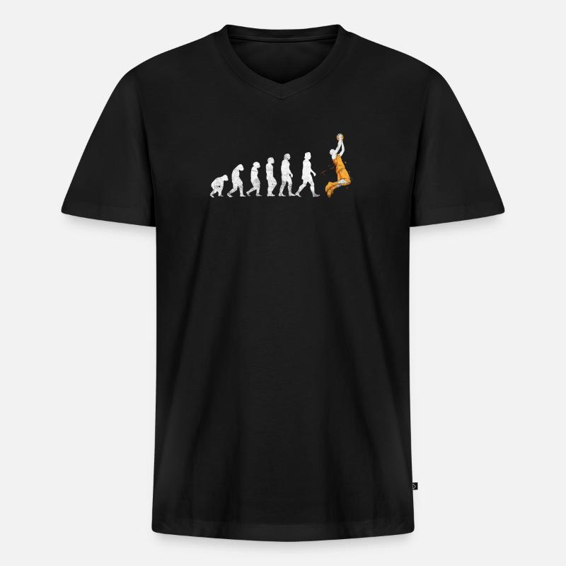Basketball Evolution Geschenkidee für Basketballer - Männer Premium Bio T-Shirt mit V-Ausschnitt - Schwarz