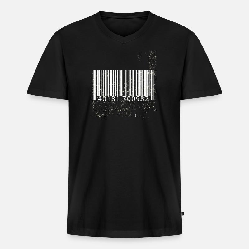 Idée cadeau code barre - T-shirt encolure en V Premium bio Homme - noir