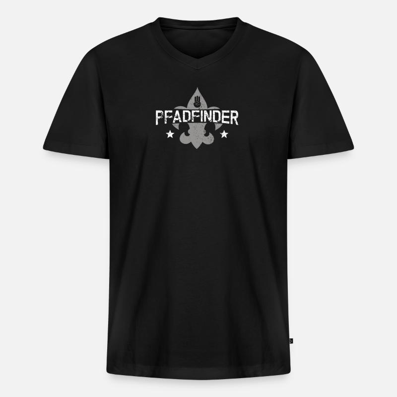 Pfadfinder - Männer Premium Bio T-Shirt mit V-Ausschnitt - Schwarz