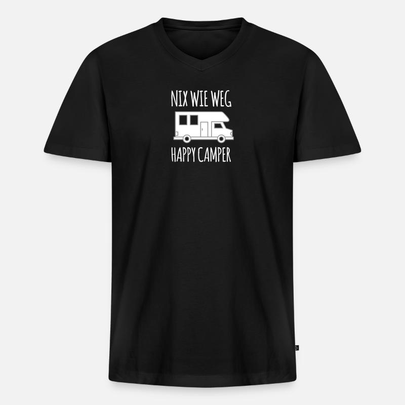 Camping - Männer Premium Bio T-Shirt mit V-Ausschnitt - Schwarz