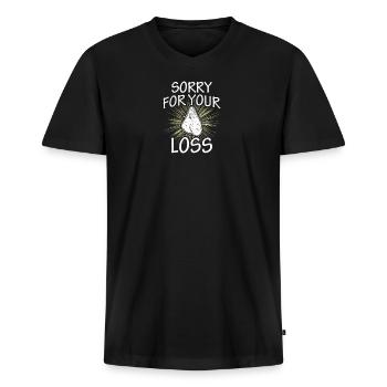 Vasectomie Stérilisation Cadeaux T-shirt - T-shirt encolure en V Premium bio Homme - noir - Devant - Nico (187cm)