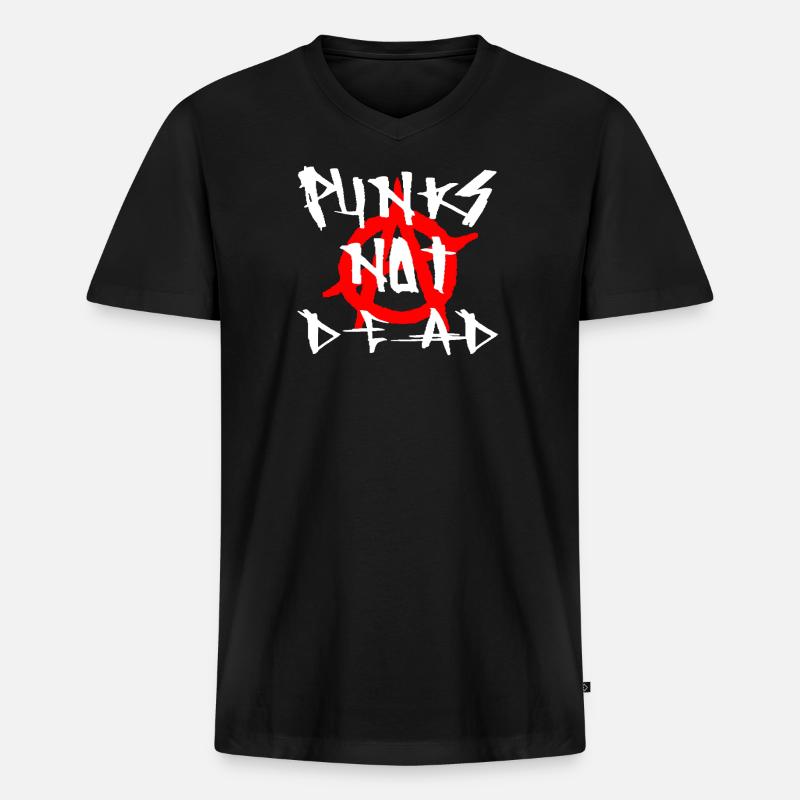 Punk's Not Dead - Männer Premium Bio T-Shirt mit V-Ausschnitt - Schwarz