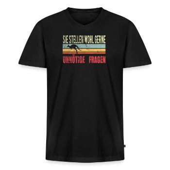 Fragen Känguru - Männer Premium Bio T-Shirt mit V-Ausschnitt - Schwarz - Vorne - Nico (187cm)