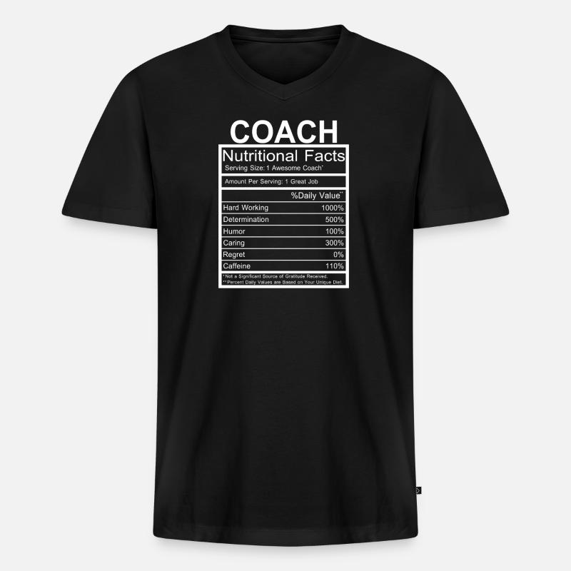 Coach - Männer Premium Bio T-Shirt mit V-Ausschnitt - Schwarz
