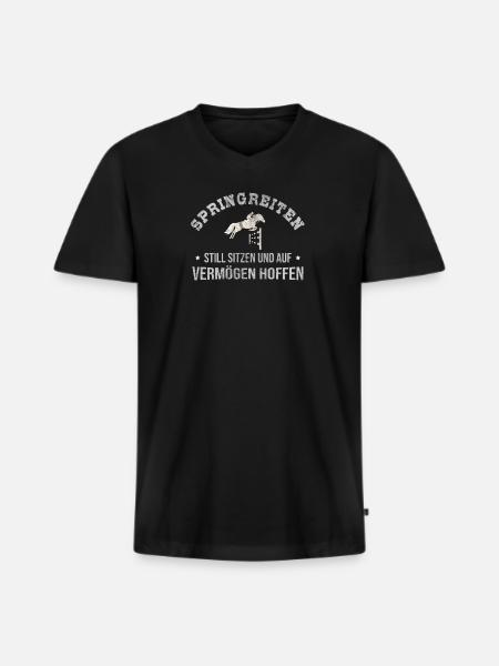 Springreiten - Männer Premium Bio T-Shirt mit V-Ausschnitt - Schwarz