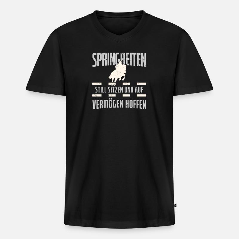 Springreiter - Männer Premium Bio T-Shirt mit V-Ausschnitt - Schwarz