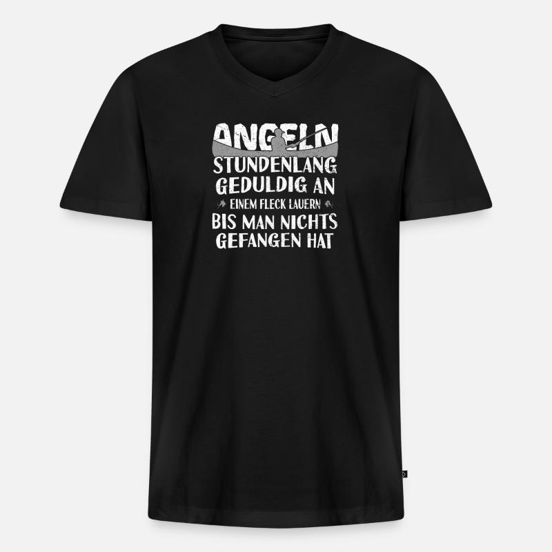 Angeln - Männer Premium Bio T-Shirt mit V-Ausschnitt - Schwarz