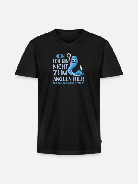 Angler - Männer Premium Bio T-Shirt mit V-Ausschnitt - Schwarz