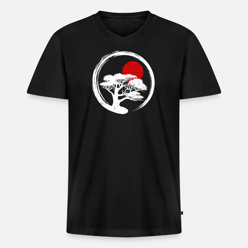 Bonsai Baum - Männer Premium Bio T-Shirt mit V-Ausschnitt - Schwarz