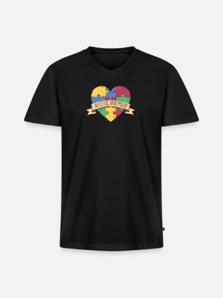 Autistic and proud - Men's Premium Organic T-shirt with V-neck - black