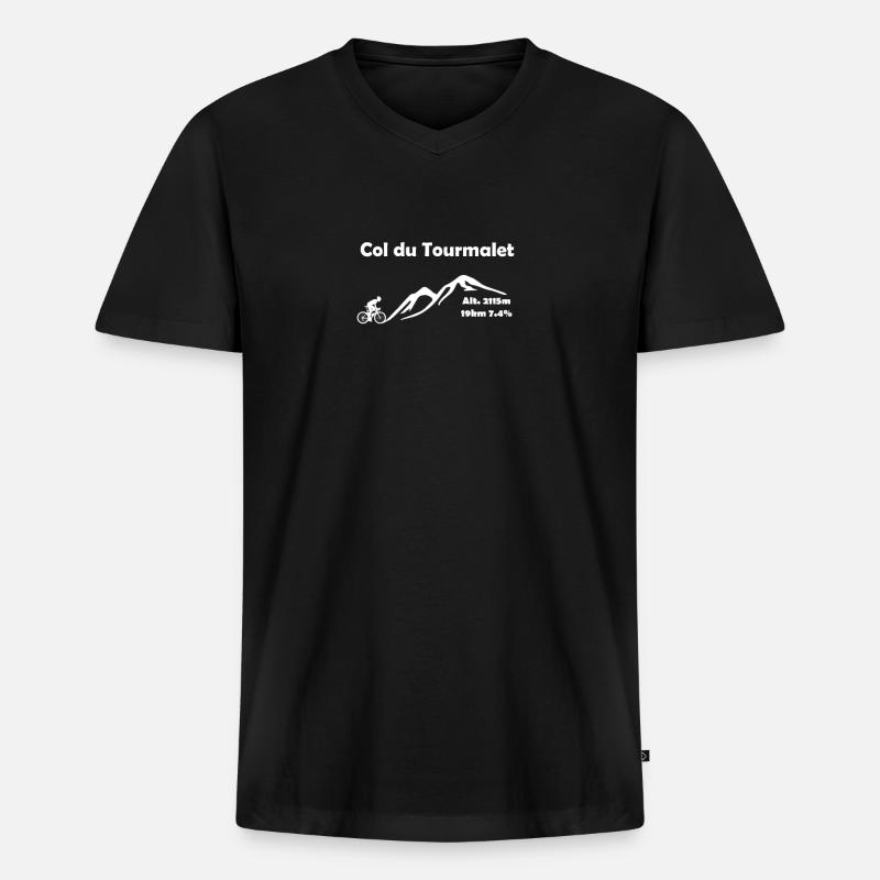Col du Tourmalet - Männer Premium Bio T-Shirt mit V-Ausschnitt - Schwarz