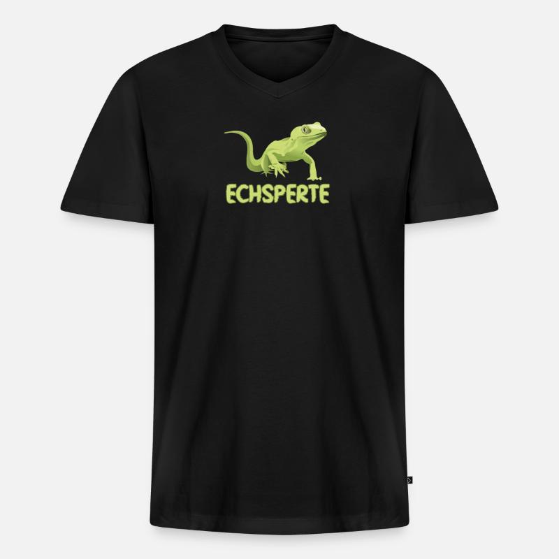 Echsperte Echse Experte Gecko Reptil - Männer Premium Bio T-Shirt mit V-Ausschnitt - Schwarz