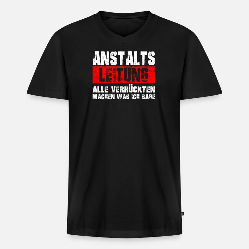 Anstaltsleitung witzige Beruf Arbeit Psychatrie - Männer Premium Bio T-Shirt mit V-Ausschnitt - Schwarz
