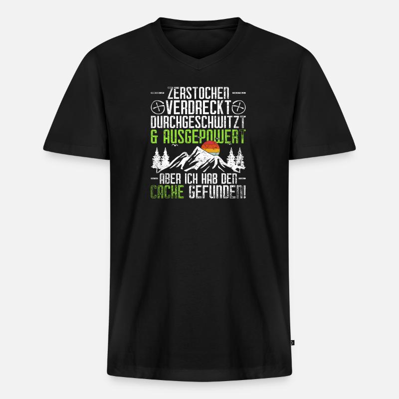 Geocache Geocaching - Männer Premium Bio T-Shirt mit V-Ausschnitt - Schwarz