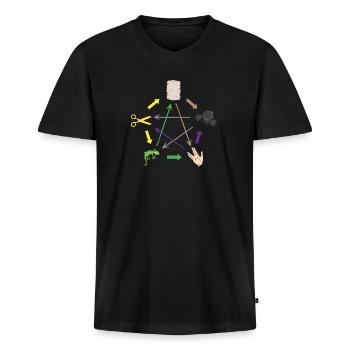 Ciseaux rock papier lézard ... nerd & geek - T-shirt encolure en V Premium bio Homme - noir - Devant - Nico (187cm)