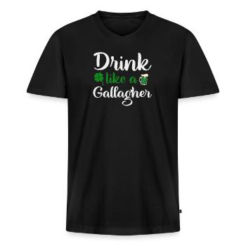 St Patricks’s Day drink like a Gallagher - T-shirt encolure en V Premium bio Homme - noir - Devant - Nico (187cm)