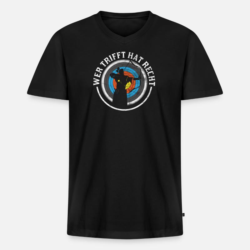 Bogenschiessen Bogenschütze Bogen Pfeil Langbogen - Männer Premium Bio T-Shirt mit V-Ausschnitt - Schwarz
